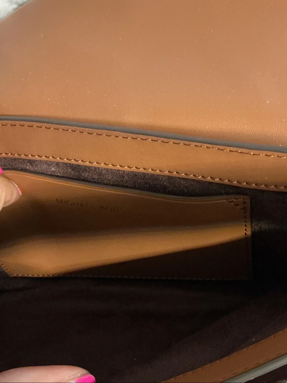 Michael Kors RARE SOHO Cognac Leather Buckle-Front Shoulder Bag